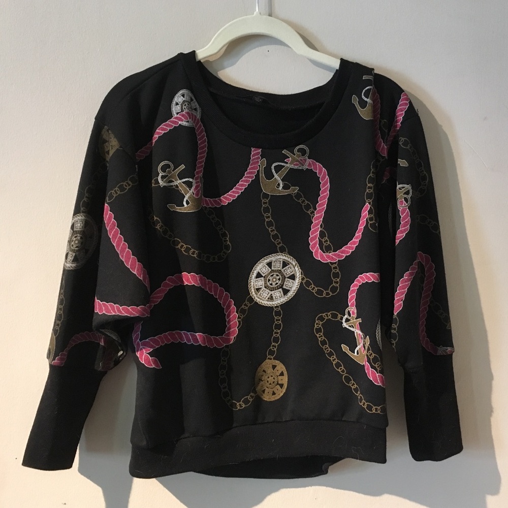 Lucca Couture Top Sweatshirt Gold Chain Pattern